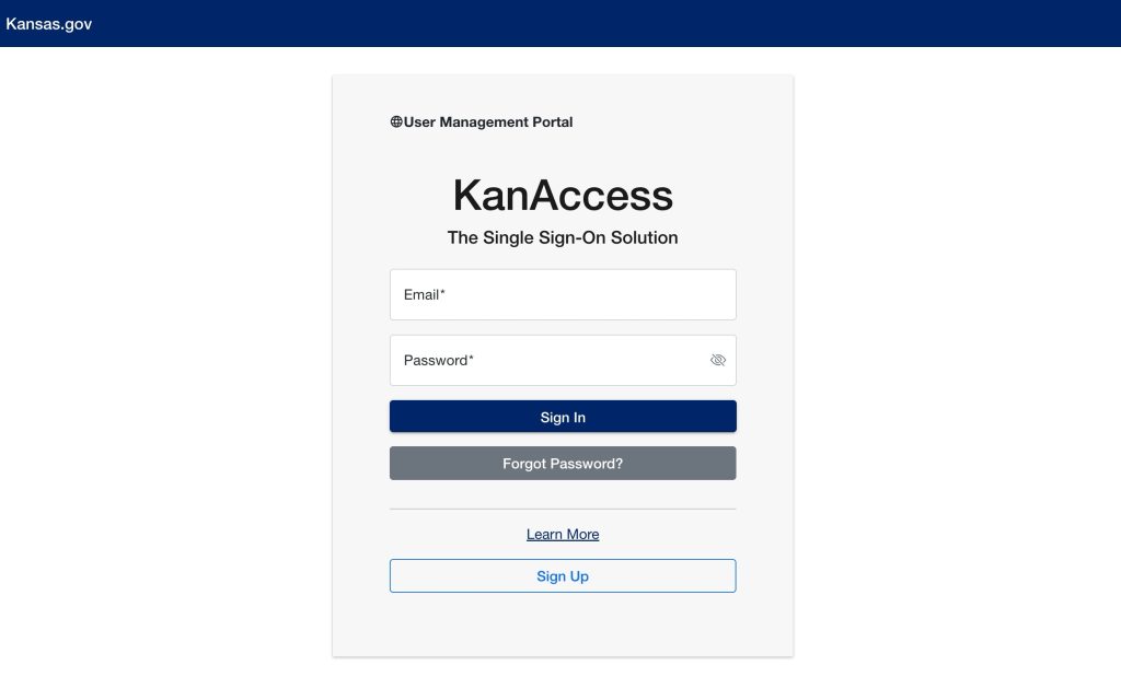 UMP and KanAccess Login Screen